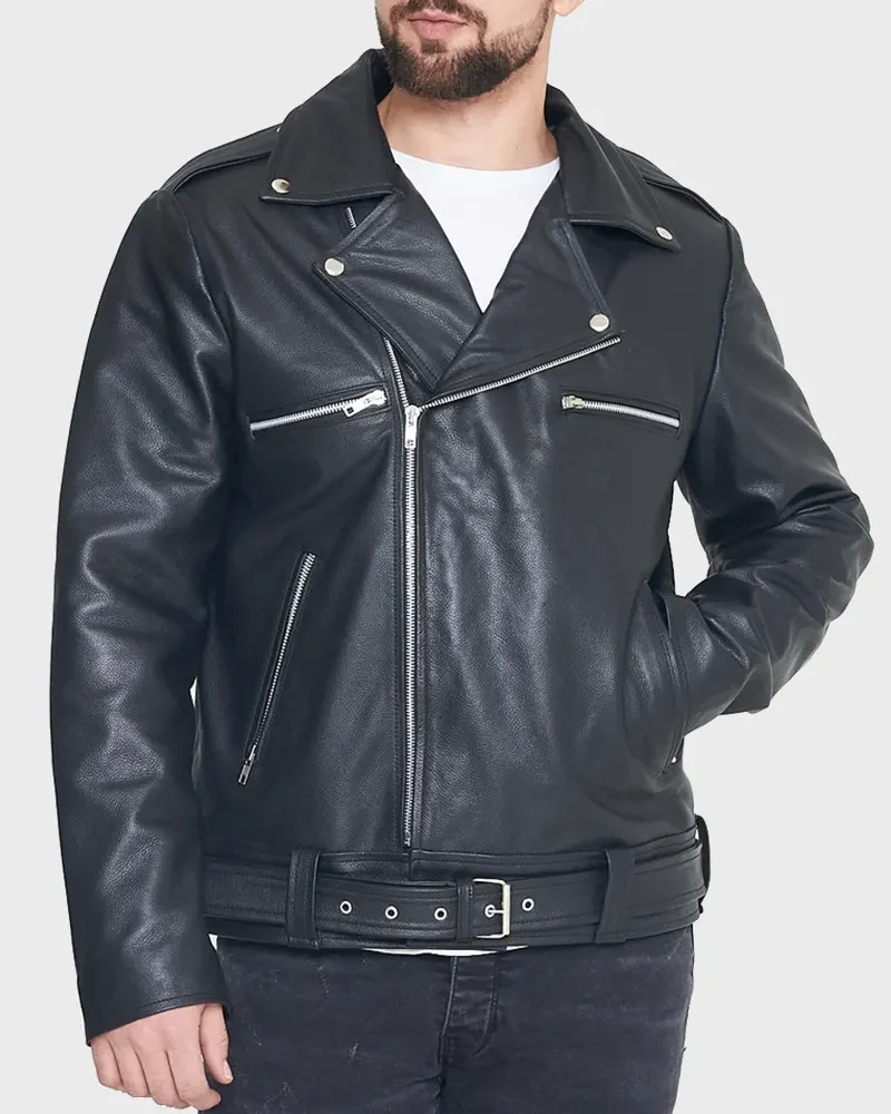 Negan Biker Leather Jacket Black (1)
