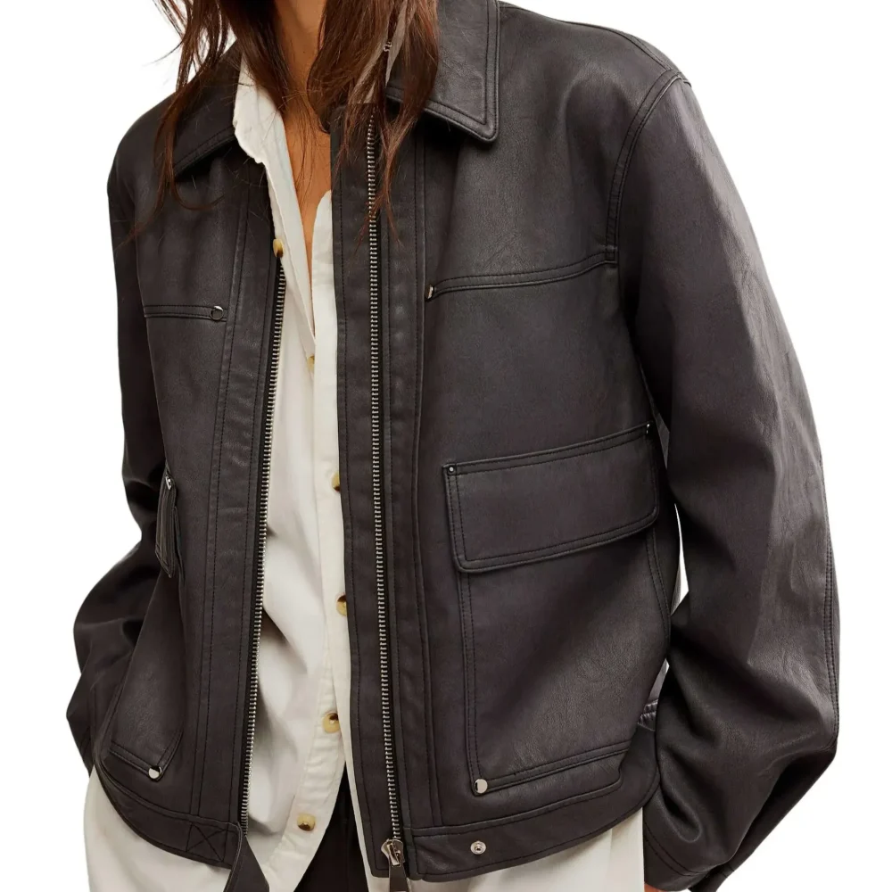 blair faux leather jacket front