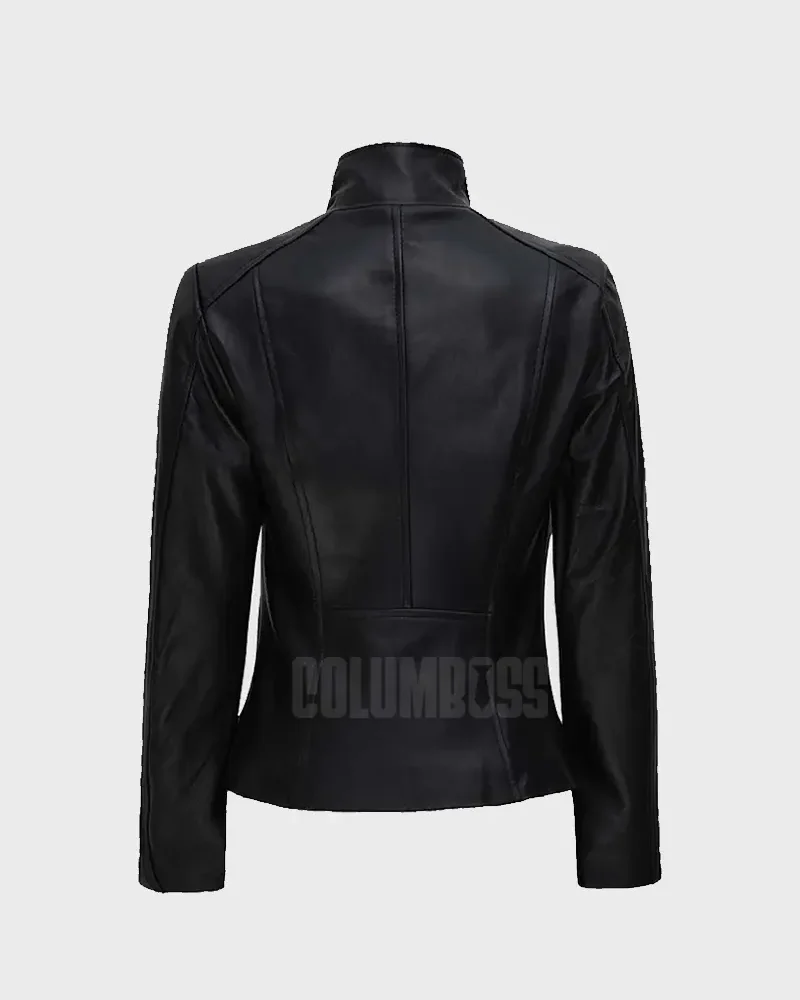 Arezzo Flap Closure Women Black Leather Jacket