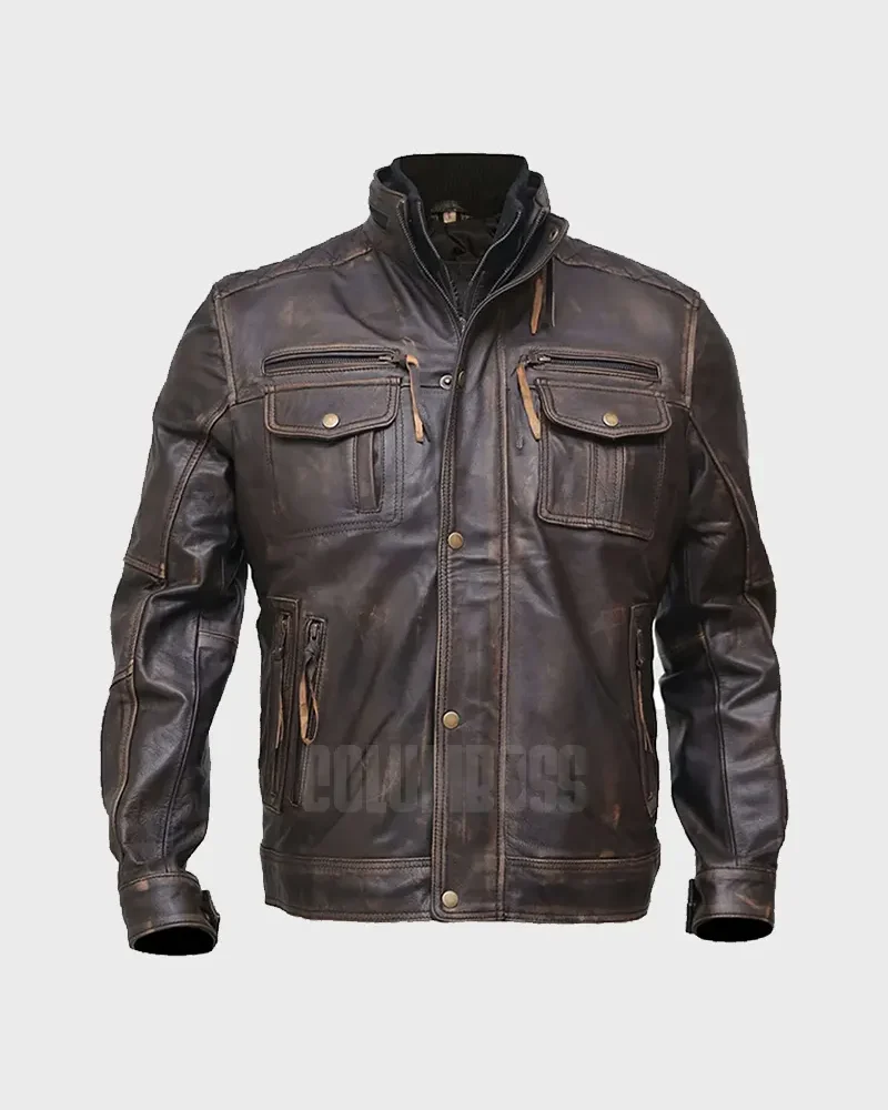 Men's Distressed Vintage Cafe Racer Jacket