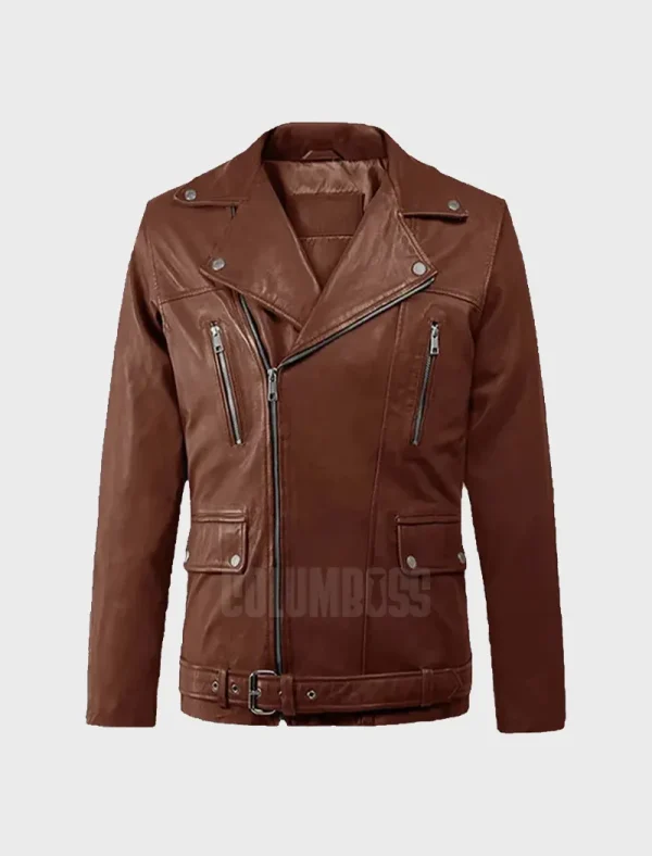 Dauntless Tan Biker Leather Jacket