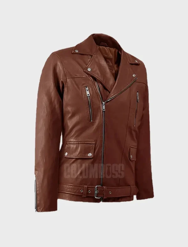 Dauntless Tan Biker Leather Jacket - Image 3