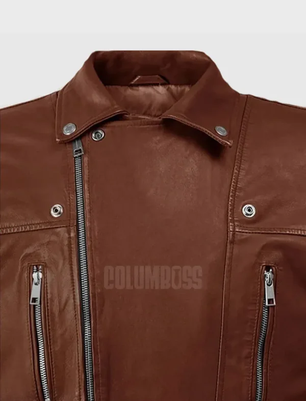 Dauntless Tan Biker Leather Jacket - Image 4