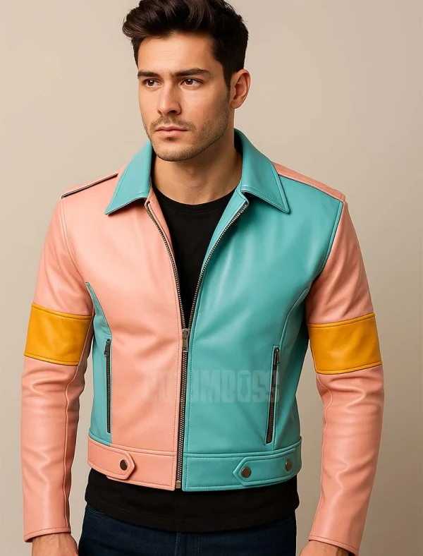 Cafe Racer Multicolor Leather Jacket