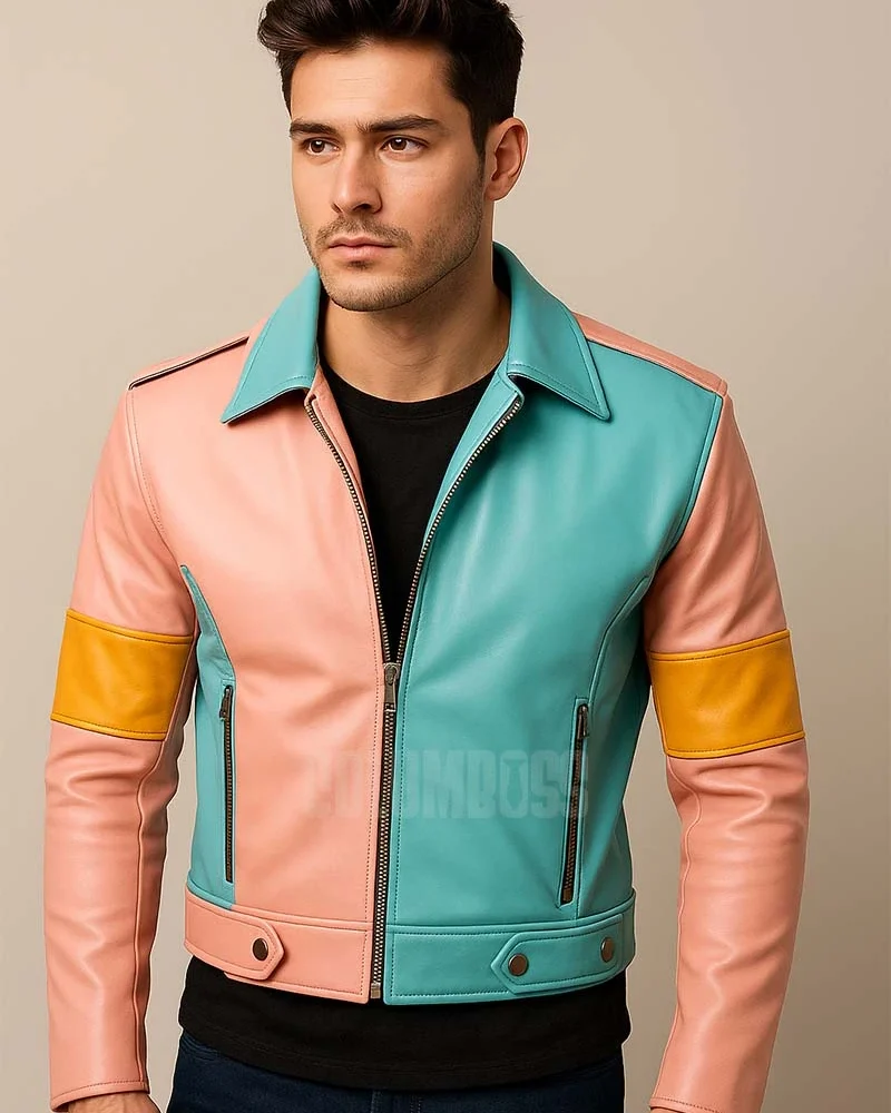 Cafe Racer Multicolor Leather Jacket