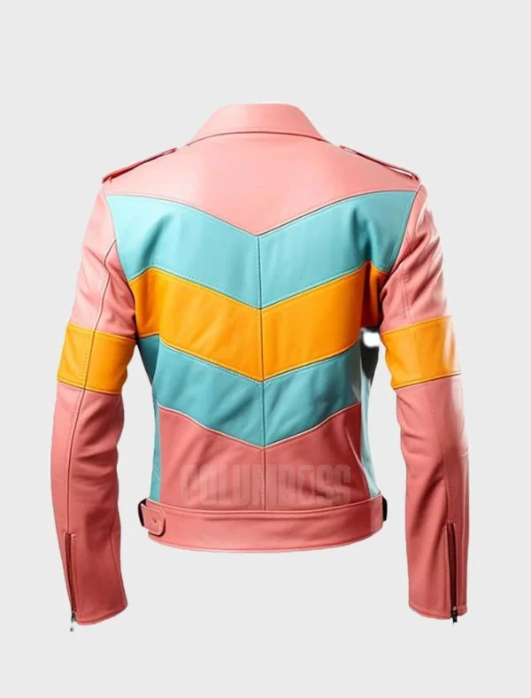 Men's Cafe Racer Biker Vintage Hiphop Multicolor Leather Jacket
