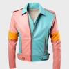 Men's Cafe Racer Hiphop Multicolor Leather Jacket