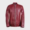 Men’s Red Leather Jacket Biker Style