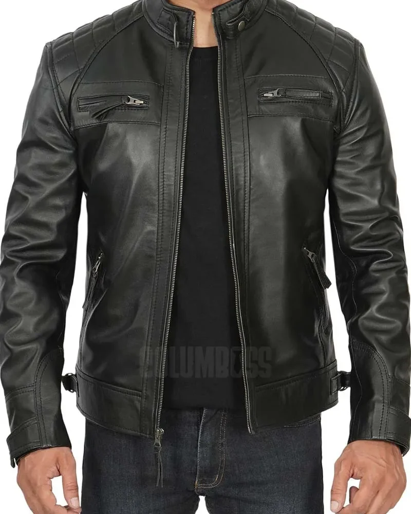 Men’s Stylish Quilted Leather Biker Jacket