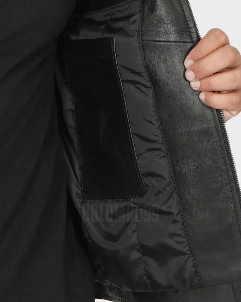 Black Moto Jacket with Quilted Shoulder Detail