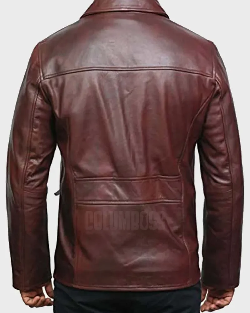 Distressed Brown Leather Biker Jacket