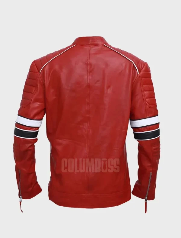 Lambskin Leather Cafe Racer Jacket – Red Stripes