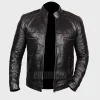 Black Cafe Racer Leather Jacket