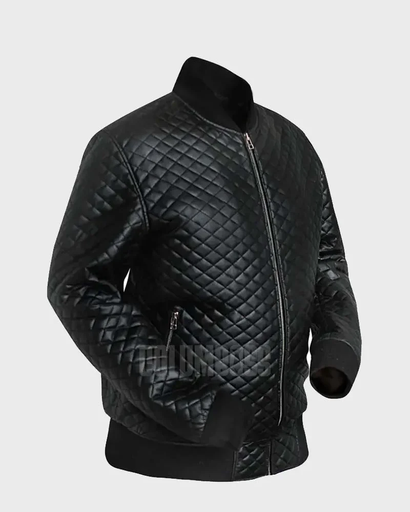 Men’s Diamond Quilted Black Motorcycle Jacket