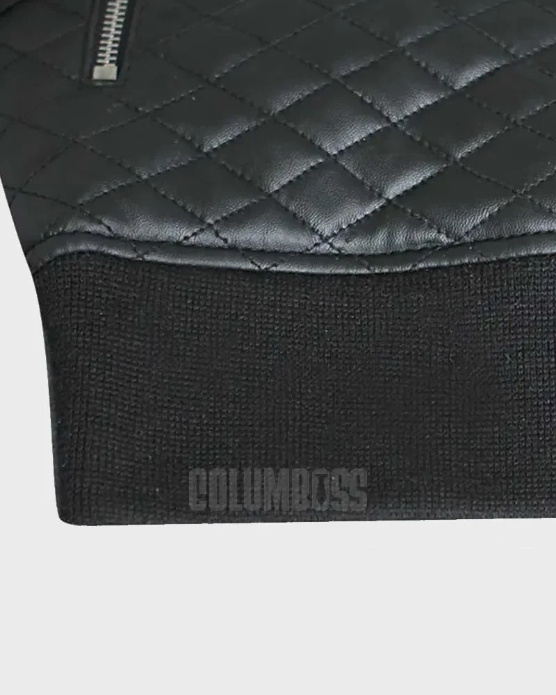 Men’s Quilted Leather Biker Bomber Jacket