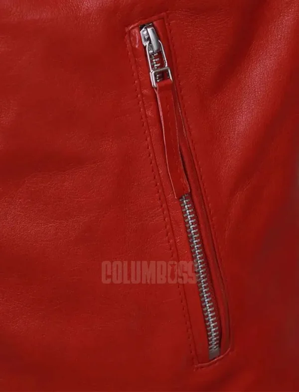Men’s Slim Fit Red Stripe Moto Jacket