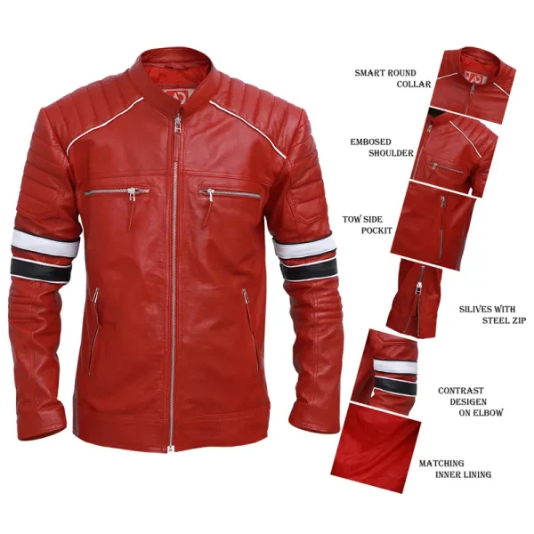 Mens-Striped-Red-Cafe-Racer-Jacket