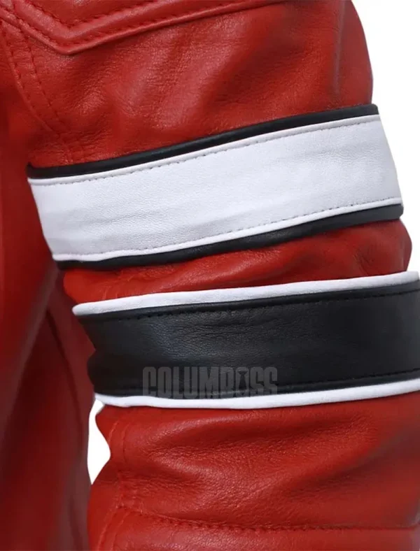 Red Striped Lambskin Motorcycle Jacket – Men
