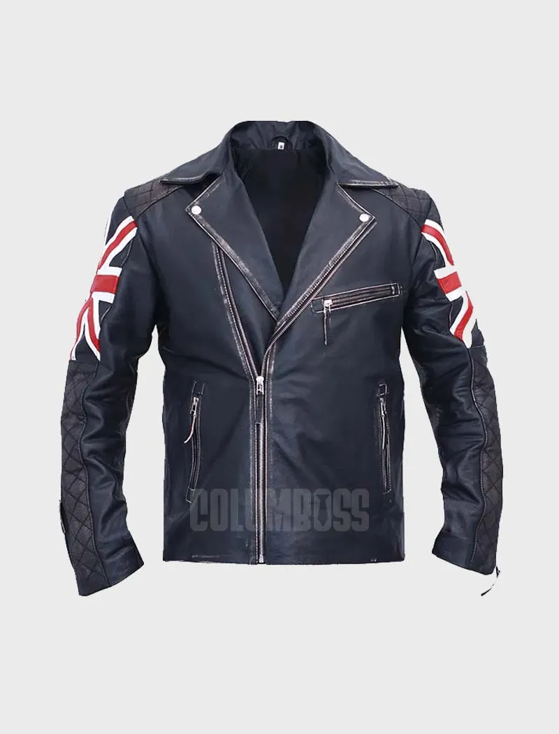 Retro Biker Jacket – Union Jack Design for Men
