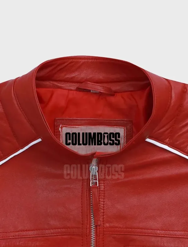 Stylish Lambskin Biker Jacket with Red Accents