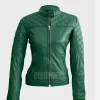 Women’s Green Quilted Leather Jacket