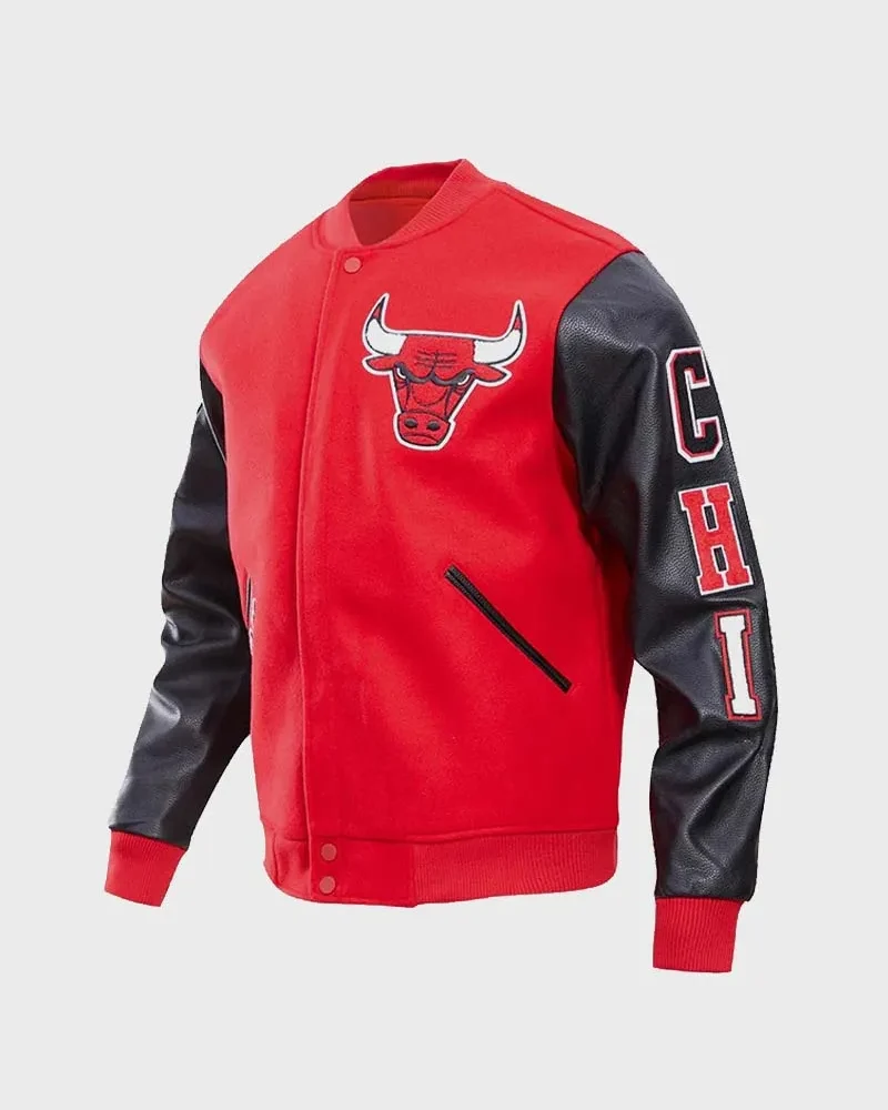 Chicago Bulls Red Black Wool Varsity Jacket