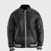 Men’s Black Leather Varsity Jacket