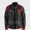 Men's Black Liberate Varsity Jacket Leather Varsity Jacket