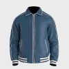 Men’s Blue Leather Bomber Jacket