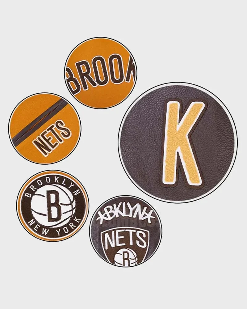NBA Brooklyn Nets Men's Brown Varsity Jacket (Genuine Jacket Store)