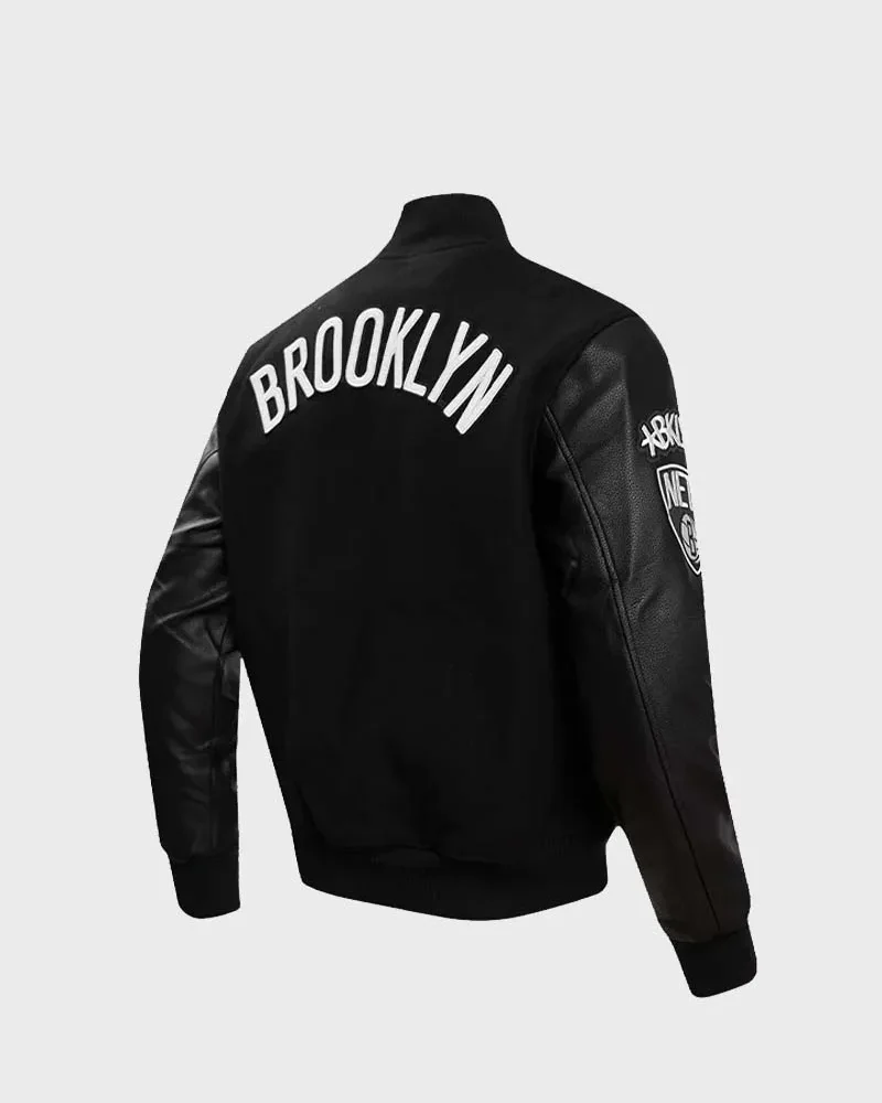 Pro Standard Brooklyn Nets Black Wool Varsity Jacket