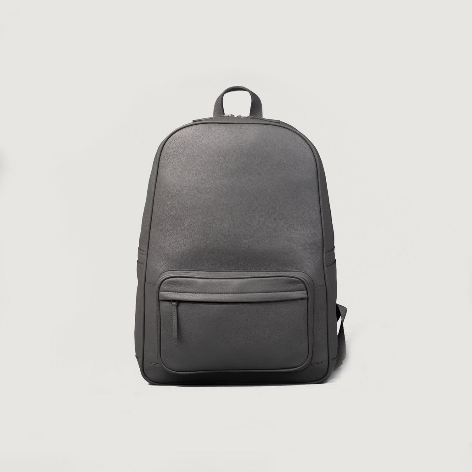 Charcoal Full-Grain Leather Commuter Laptop Backpack - Grey