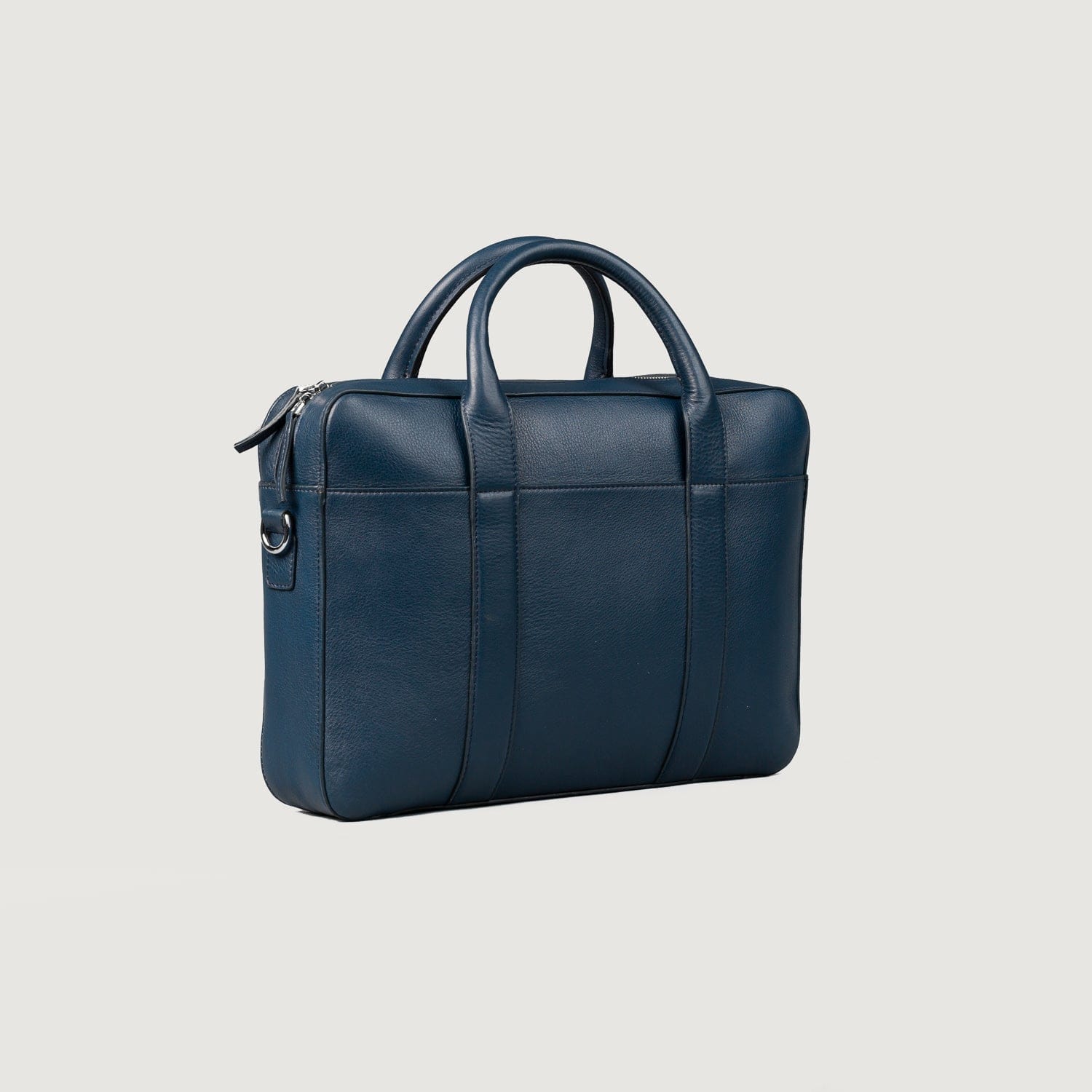 Executive Navy Blue Leather Briefcase