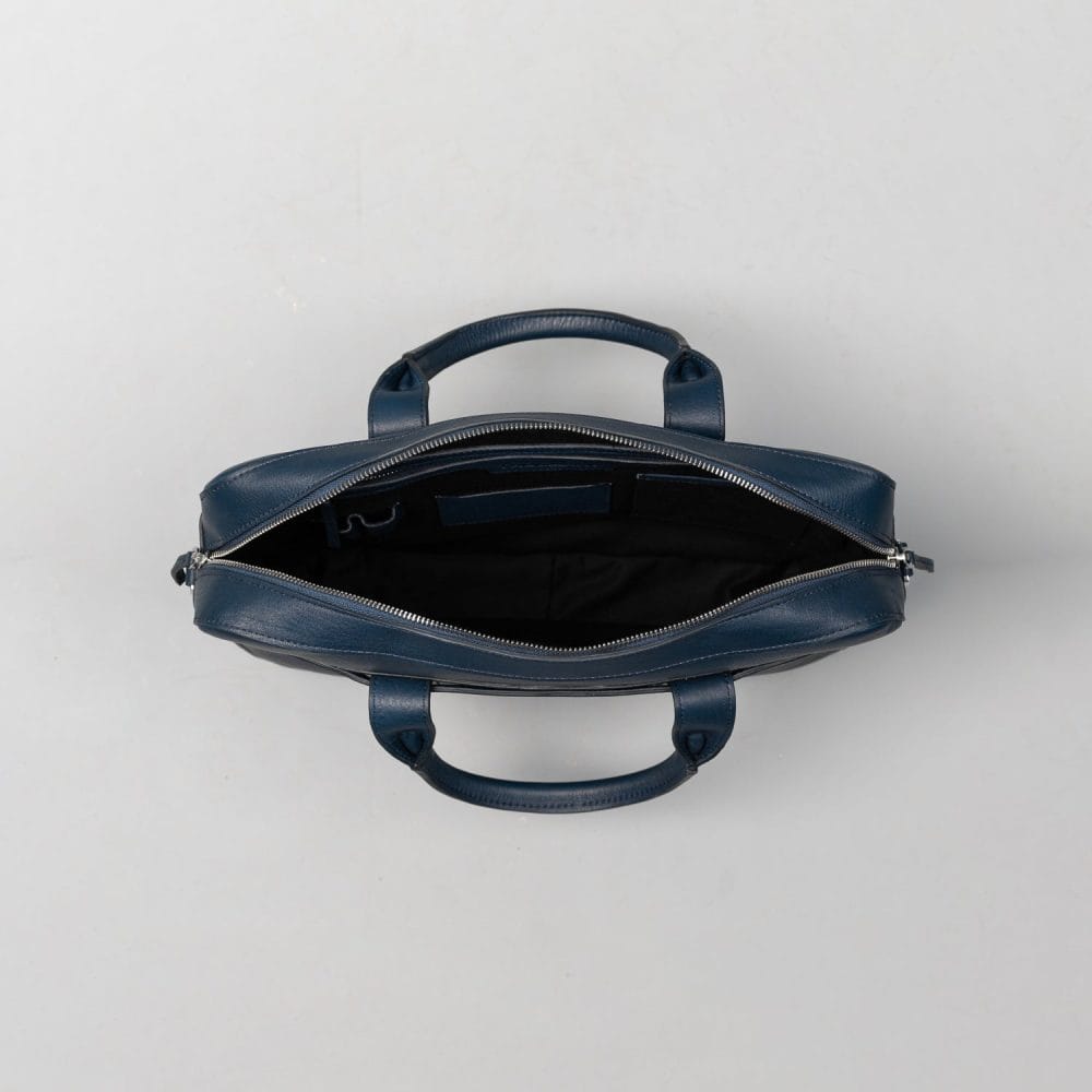 Executive Navy Blue Leather Briefcase