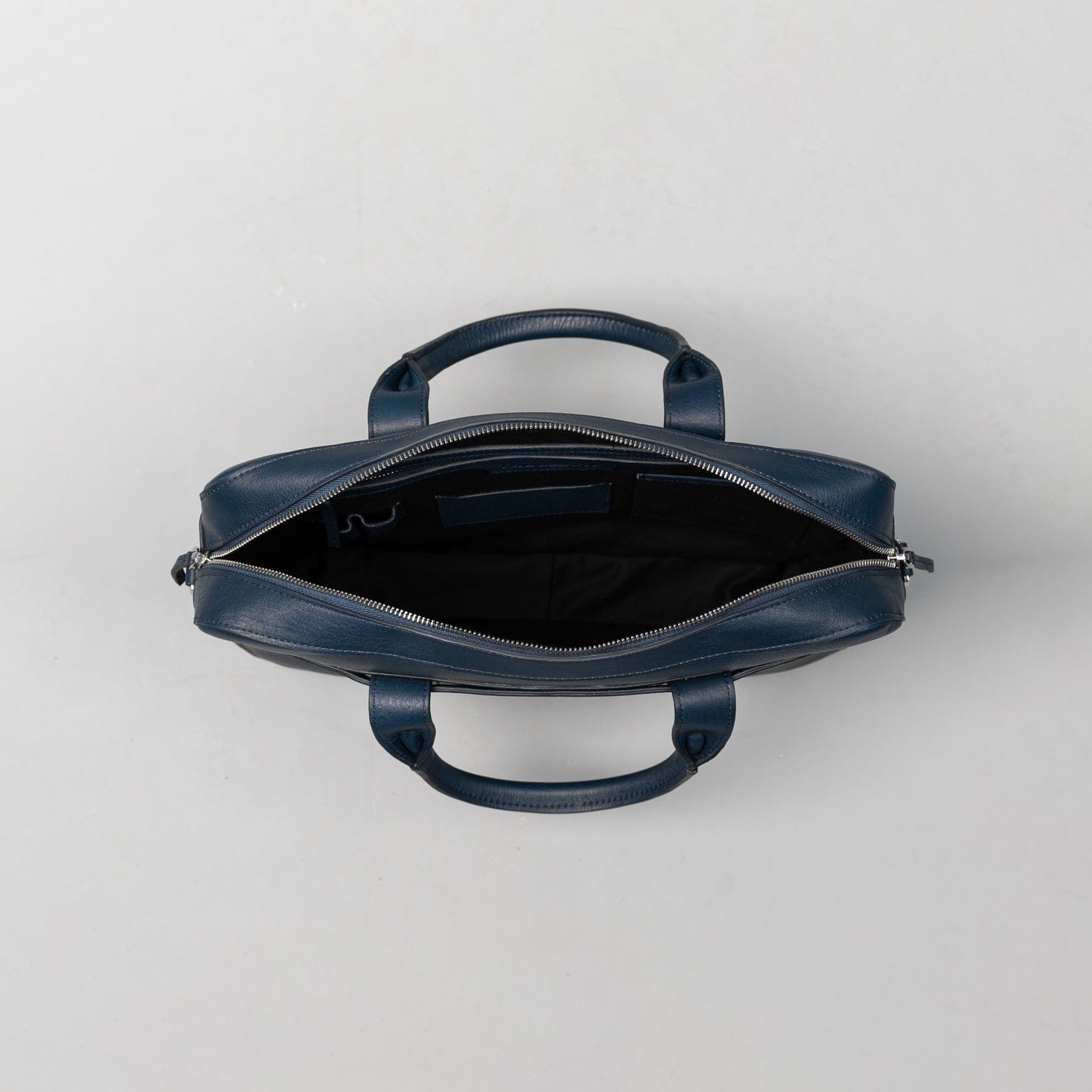 Executive Navy Blue Leather Briefcase