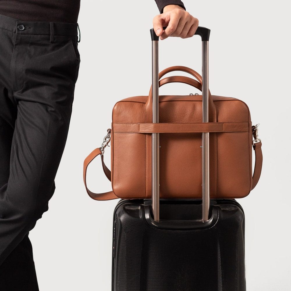 Executive Tan Brown Leather Briefcase