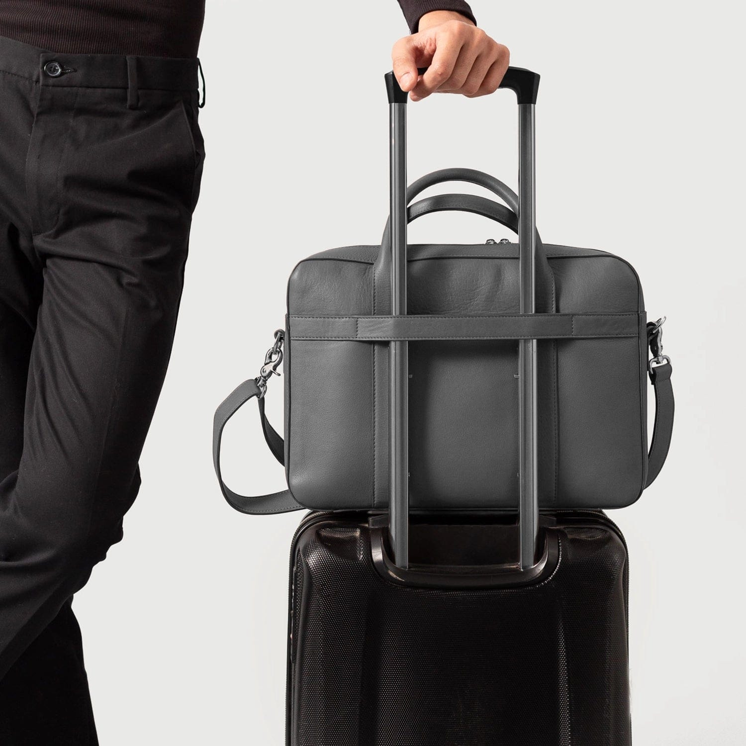 Executive Grey Leather Briefcase - Image 6