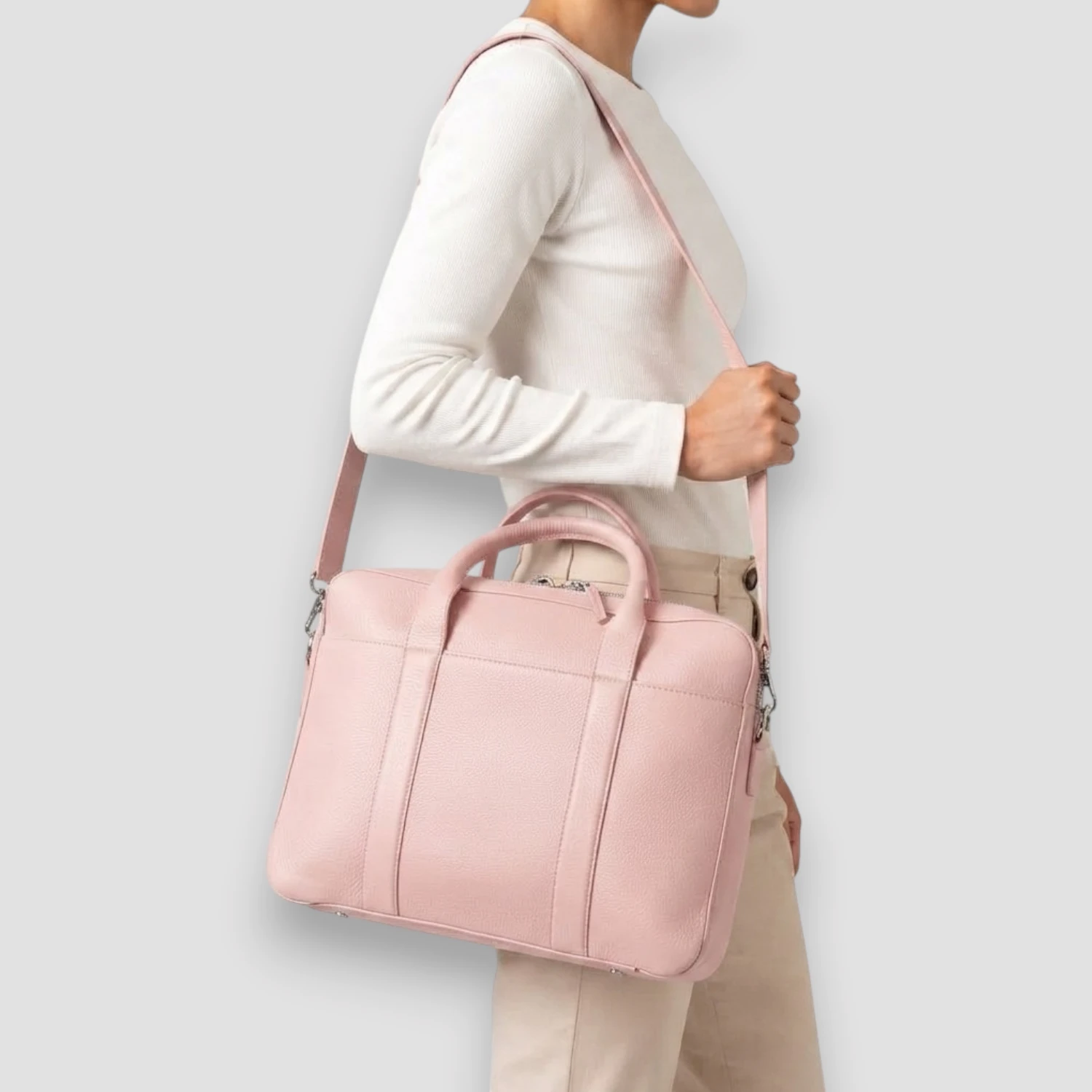 Executive Pink Leather Briefcase