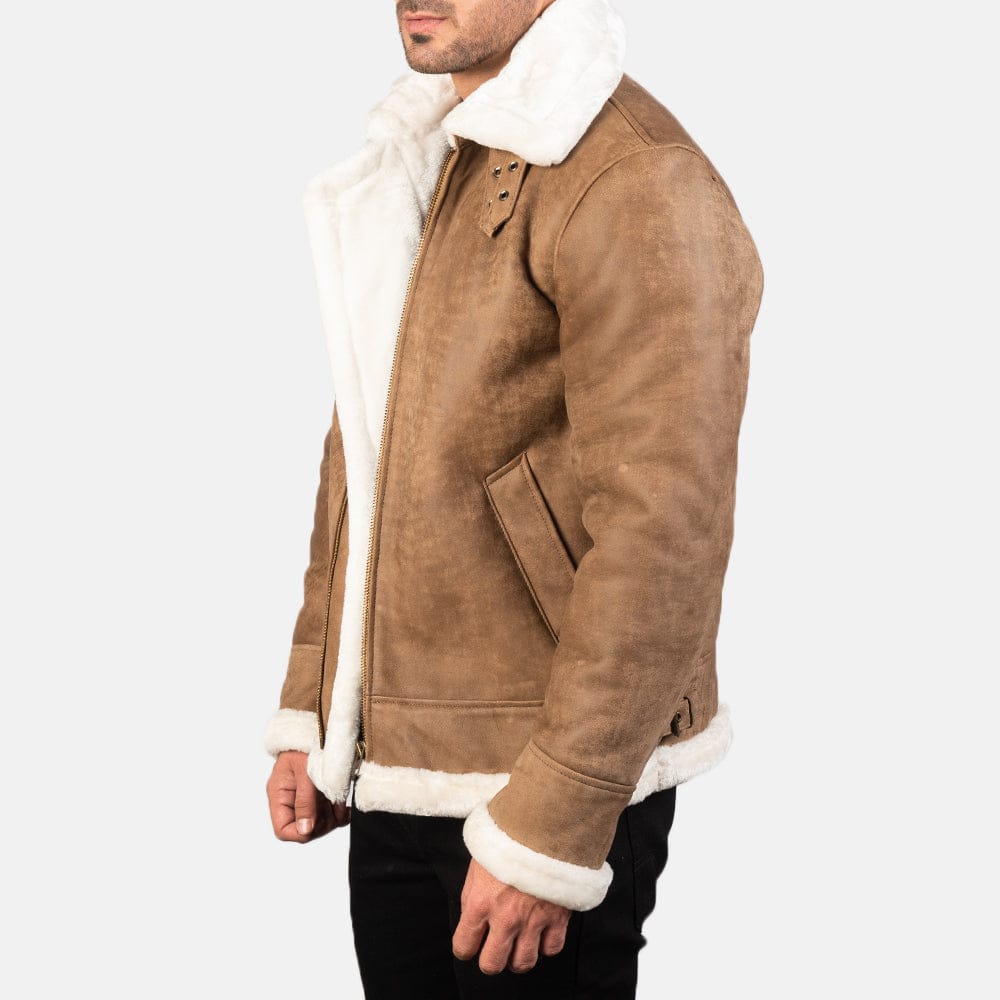 Distressed Brown Sheepskin Shearling B-3 Jacket