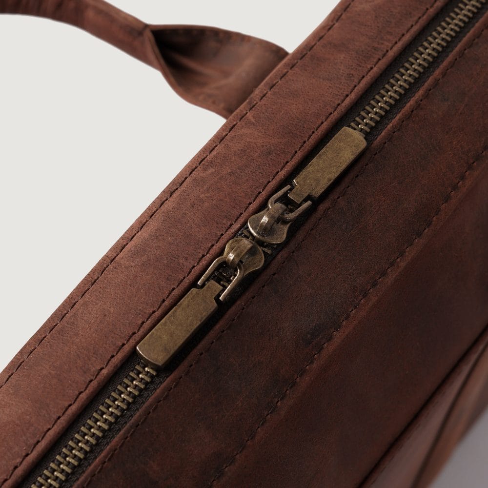 Executive Distressed Brown Leather Briefcase