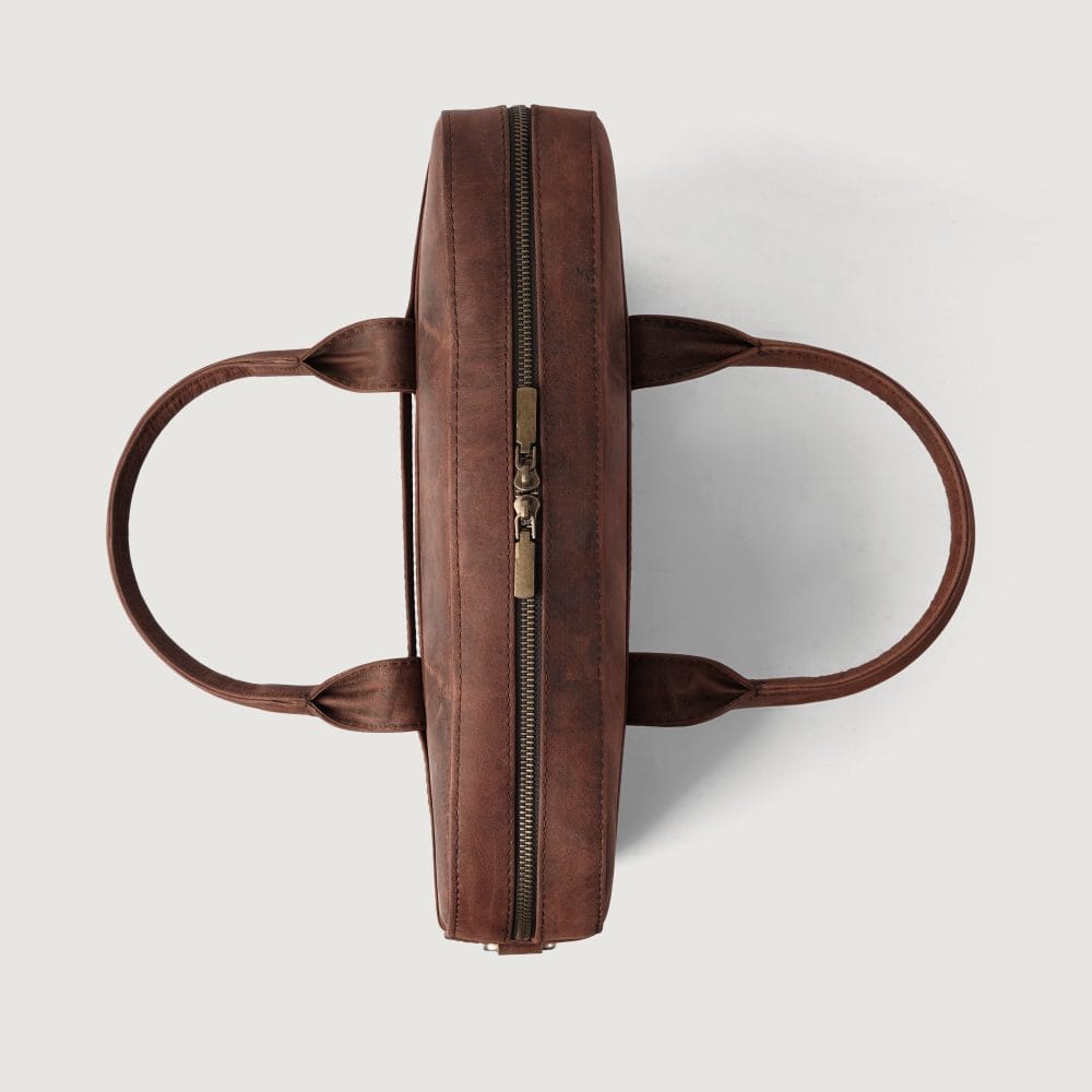 Executive Distressed Brown Leather Briefcase