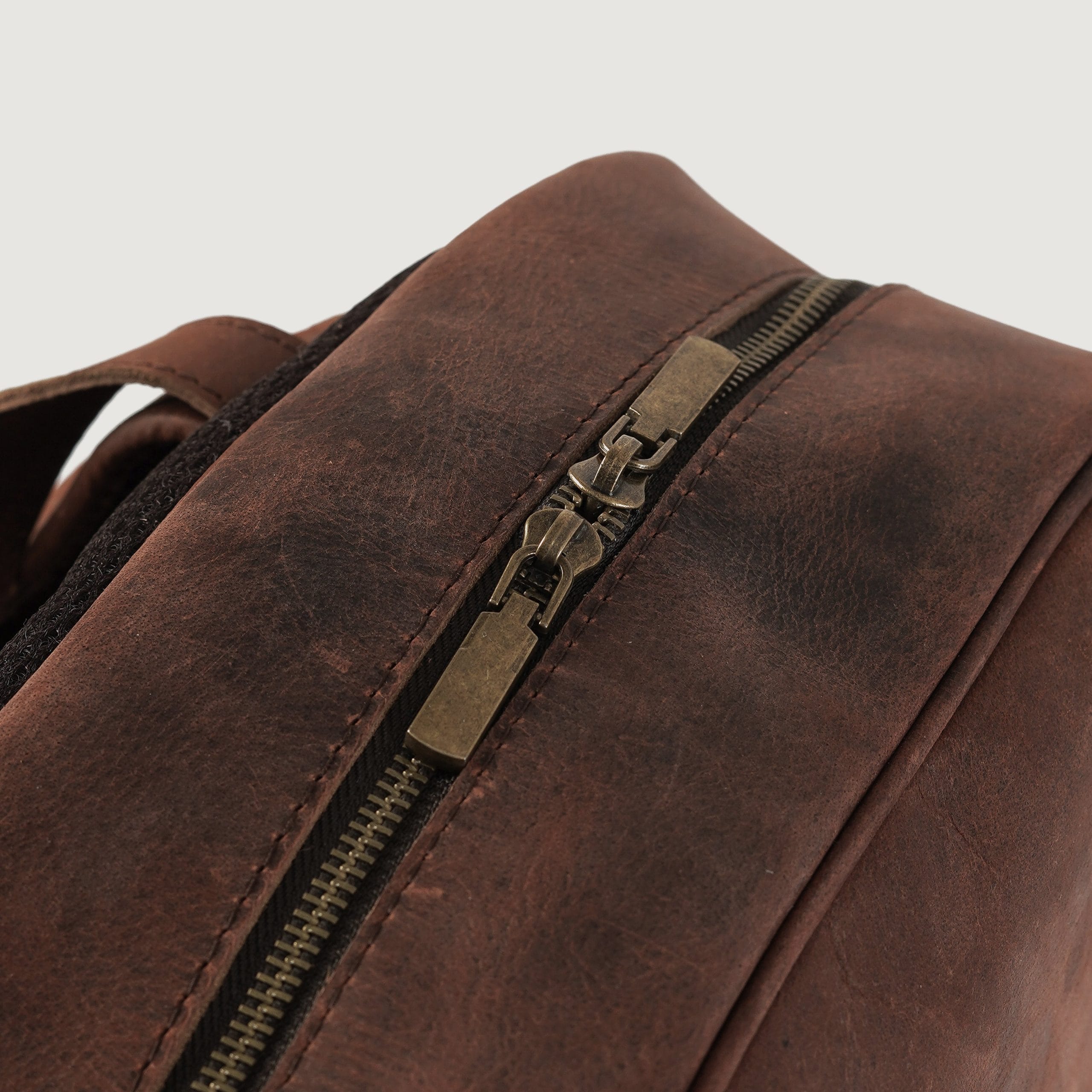 Vintage Pull-Up Leather Business Backpack - Dark Brown