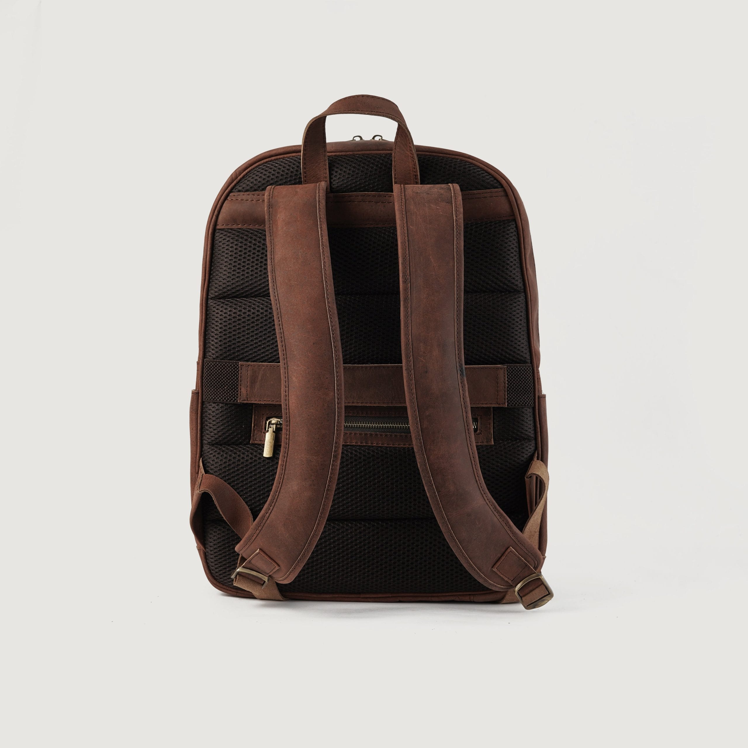 Vintage Pull-Up Leather Business Backpack - Dark Brown